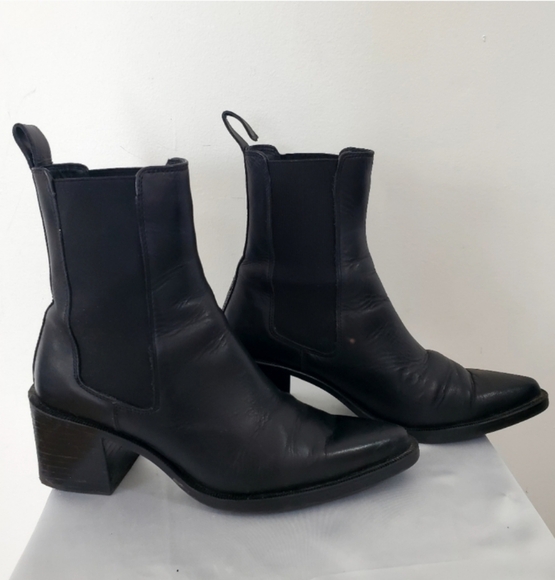 Zara Geometric Heel Pointed Ankle Boot Black - Picture 3 of 15